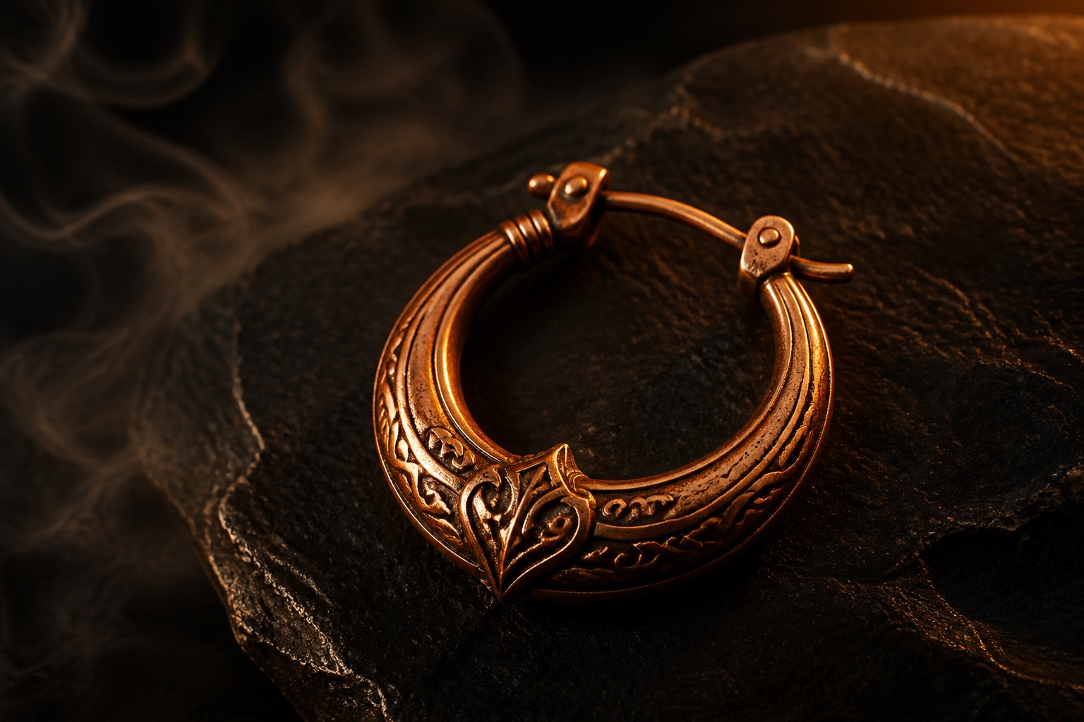Copper Earring rendered as a warm golden fantasy loot item on a dark slate surface